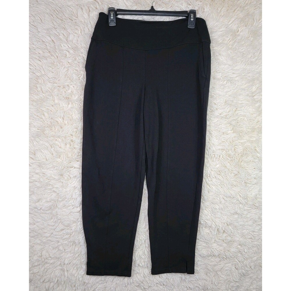 Ruby Ribbon Cropped Pants Women Size XL Black Control Panel Ankle Slit Stretch W